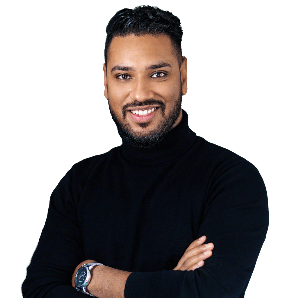 Danial Zahir with black turtleneck and black shirt